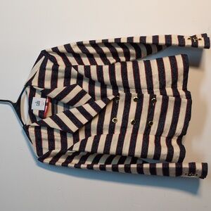 CABI Cruise Jacket Blazer 5094 Nautical Double-Breasted Woven Stripe Size 6